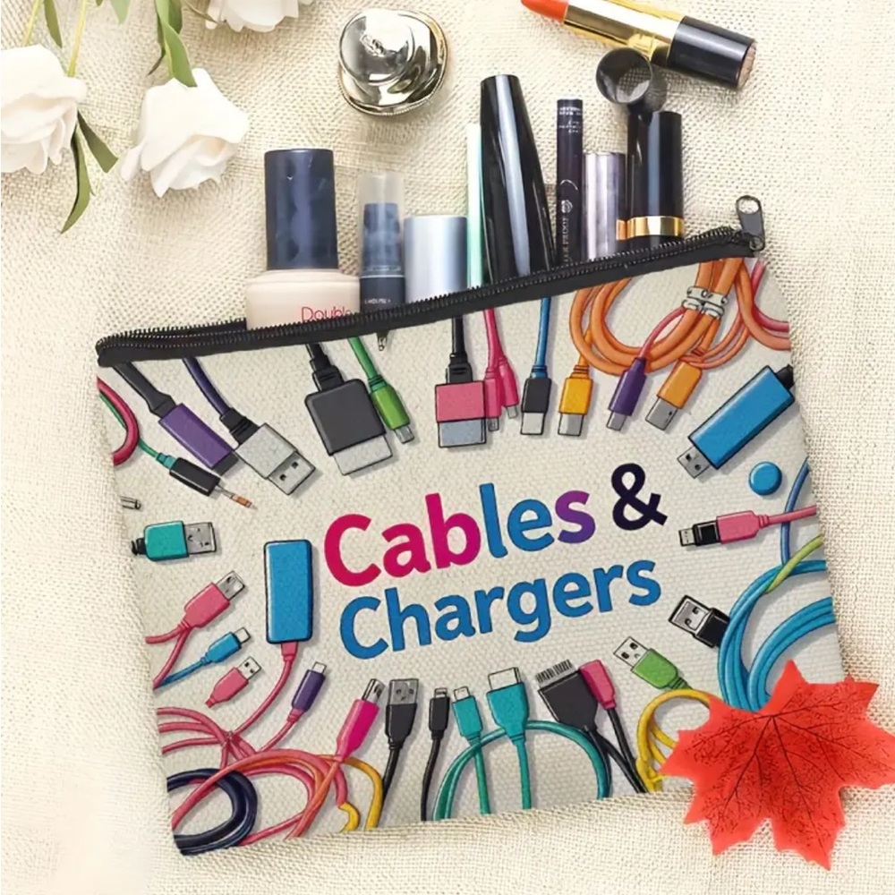 Versatile Cream Zipper Pouch